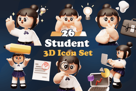 3D Cute Student Back to School Bundle