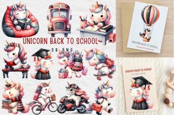 Adorable Unicorn Back to School Art