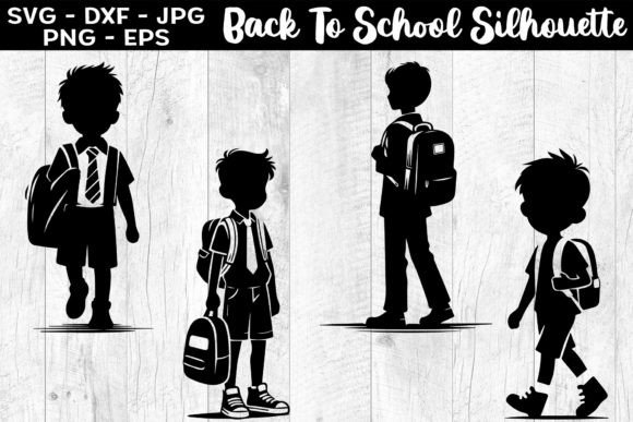 Back to School Boy Silhouettes SVG