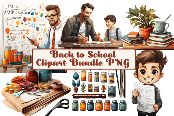 Back to School Clipart Bundle PNG