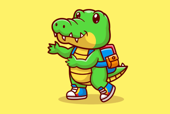 Cute Crocodile Back to School Cartoon