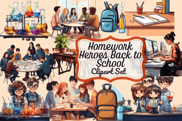 Homework Heroes Back to School Clipart S: A Creative Resource for Modern Designers