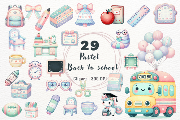 Pastel School Back to School Clipart: A Creative Resource for Educators and Designers
