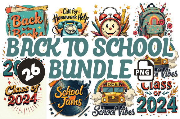 Retro 70s Back to School - 26 PNGs: A Nostalgic Design for Modern Crafting
