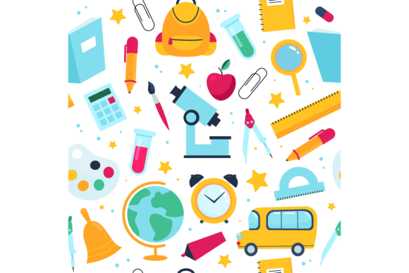 Seamless Pattern Back to School Colorful