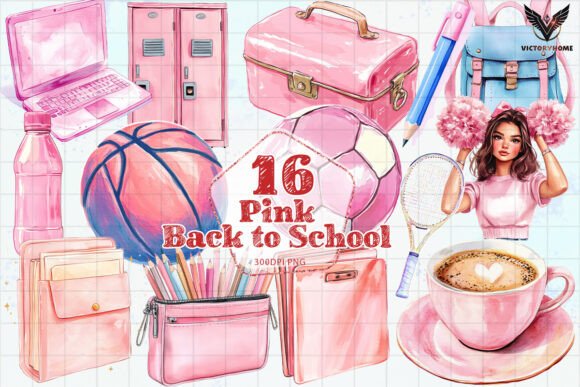 Watercolor Pink Back to School Clipart: A Versatile Tool for Creative and Practical Use